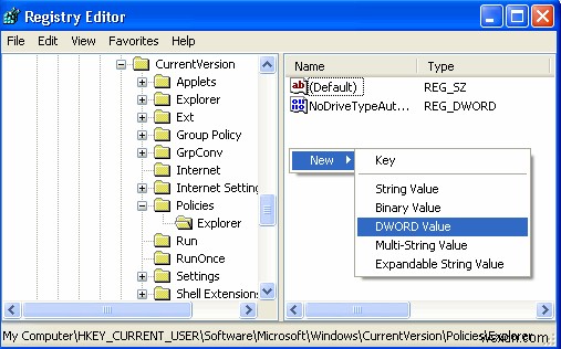 ตัวอย่าง:ลบชื่อผู้ใช้ออกจากเมนูเริ่มของ Windows XP