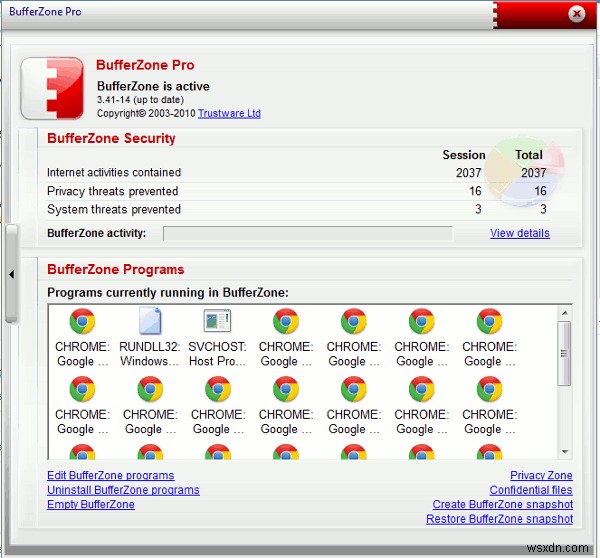 BufferZone Pro ให้คุณท่องเว็บในแซนด์บ็อกซ์ความปลอดภัย ปกป้องคุณจากไวรัสและมัลแวร์
