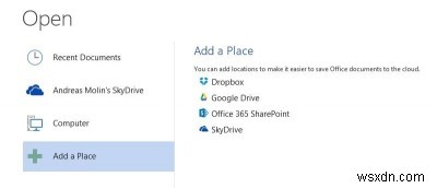 การเพิ่ม Dropbox และ Google ไดรฟ์ใน Microsoft Office 2013