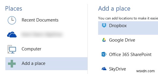 การเพิ่ม Dropbox และ Google ไดรฟ์ใน Microsoft Office 2013