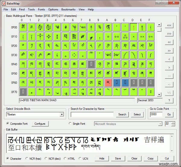 ตัวเลือกแผนที่อักขระ 3 ตัวสำหรับ Windows