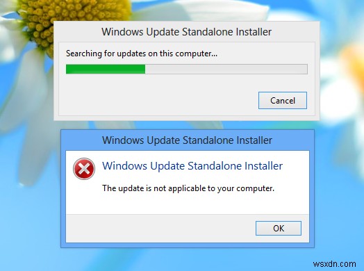 ข้ามข้อผิดพลาด  การอัปเดตไม่สามารถใช้ได้กับคอมพิวเตอร์ของคุณ  และติดตั้ง Windows 8.1 Preview