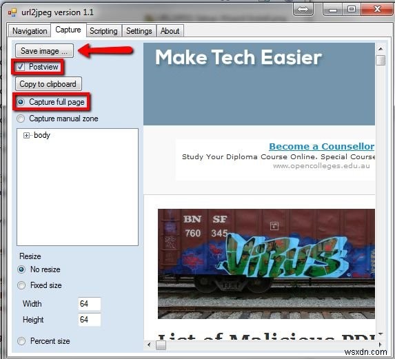 วิธีจับภาพหน้าจอของหน้าเว็บทั้งหมดด้วย URL2JPEG