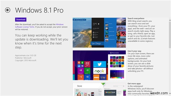 การอัพเกรดเป็น Windows 8.1 สำหรับทุกระบบปฏิบัติการ Windows