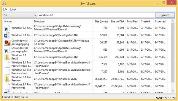 ค้นหา Windows ได้ง่ายและรวดเร็วยิ่งขึ้นด้วย SwiftSearch