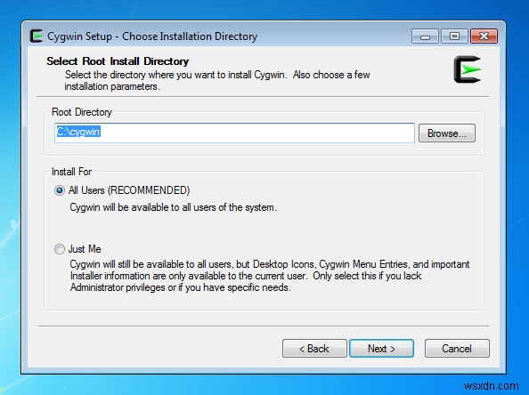 วิธีการติดตั้งและกำหนดค่า Cygwin ในสภาพแวดล้อมของ Windows