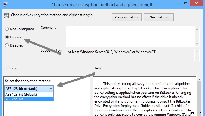 ตั้งค่าการเข้ารหัส BitLocker เป็น AES 256 บิตใน Windows 8