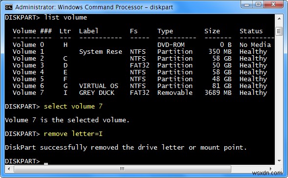 วิธีการลบและกำหนดอักษรระบุไดรฟ์ใน Windows ด้วย Diskpart