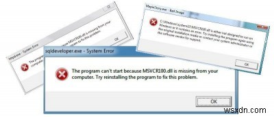 วิธีการแก้ไขข้อผิดพลาด  MSVCR100.dll Is Missing 
