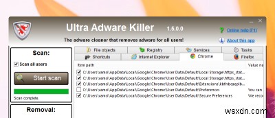 Ultra Adware Killer – ยูทิลิตี้อย่างง่ายในการทำความสะอาดแอดแวร์ที่ติดตั้ง