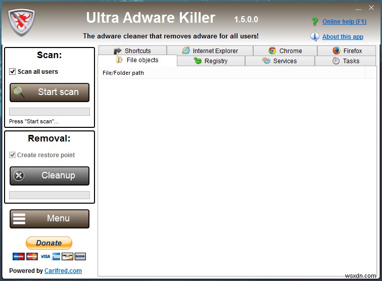 Ultra Adware Killer – ยูทิลิตี้อย่างง่ายในการทำความสะอาดแอดแวร์ที่ติดตั้ง