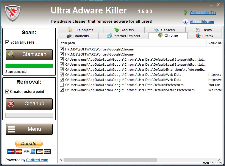 Ultra Adware Killer – ยูทิลิตี้อย่างง่ายในการทำความสะอาดแอดแวร์ที่ติดตั้ง