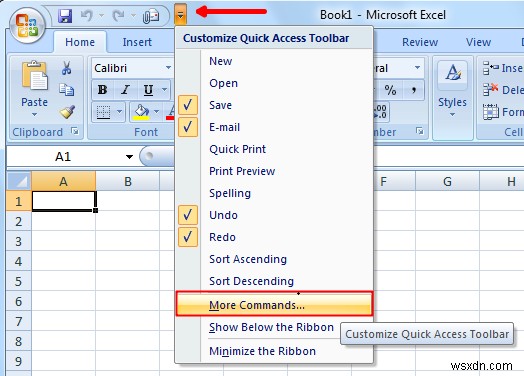 เพิ่ม Windows Calculator ลงใน Excel Quick Access Toolbar