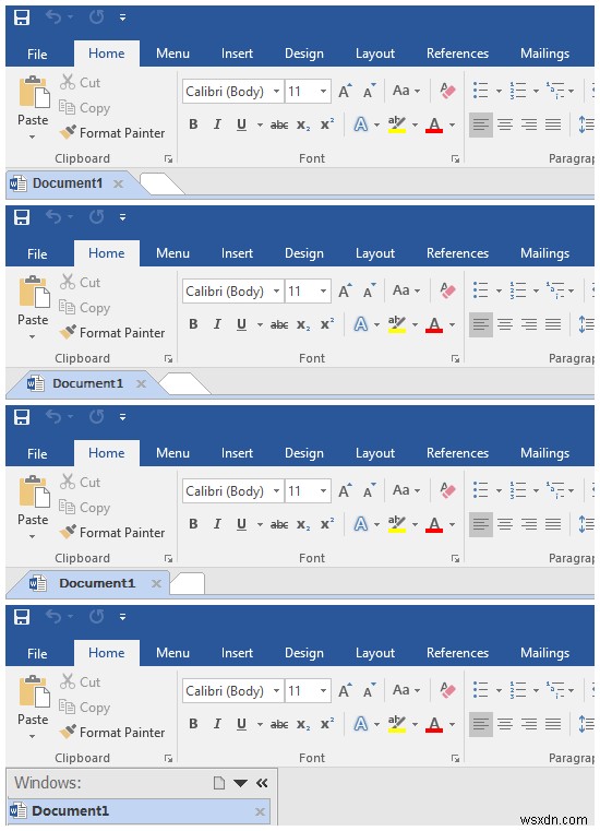 เพิ่มแท็บไปยังอินเทอร์เฟซของ Microsoft Office ใน Windows