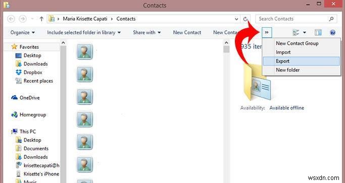 วิธีการส่งออกผู้ติดต่อ iPhone เป็นไฟล์ CSV ใน Windows 8