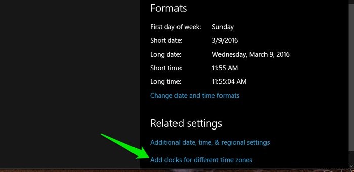 เพิ่มนาฬิกาหลายนาฬิกาใน Windows 10 สำหรับเขตเวลาต่างๆ