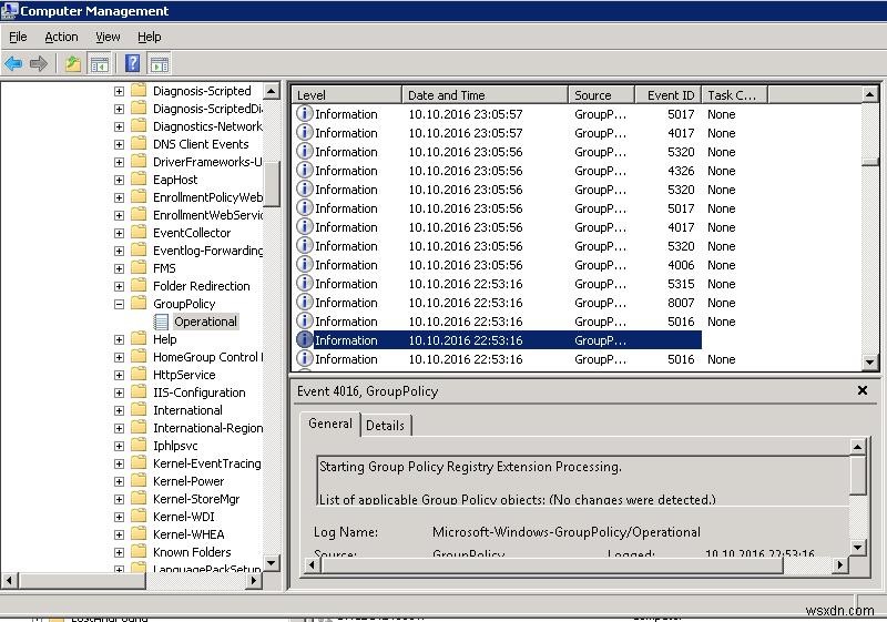 การบันทึก GPO โดยใช้ Gpsvc.log ใน Windows 7