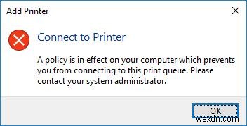 ไม่สามารถติดตั้งไดรเวอร์การพิมพ์หลังจาก KB3170455