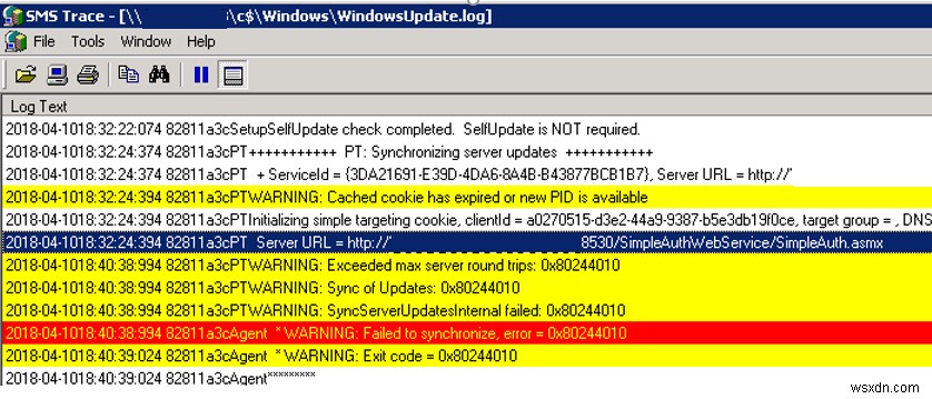 WSUS Windows Update Error 0x80244010:เกินจำนวนสูงสุดของเซิร์ฟเวอร์ไปกลับ