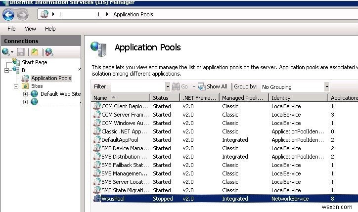 ข้อผิดพลาดในการอัปเดต Windows 0x80244022 และขีดจำกัดหน่วยความจำ WsusPool