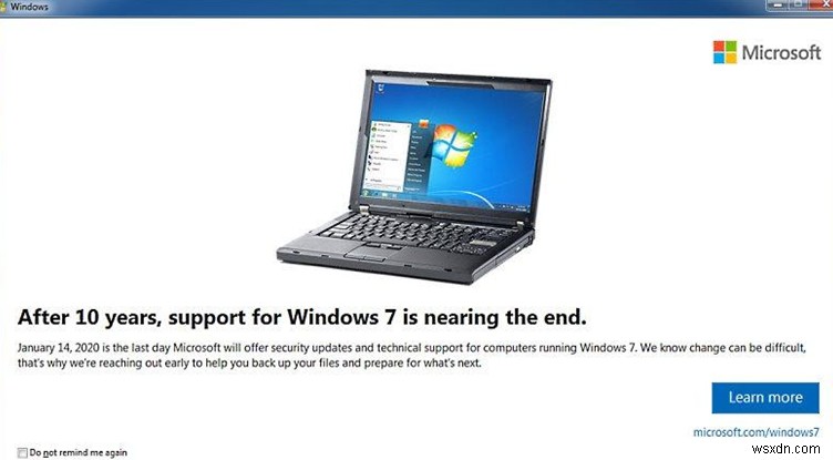 Windows 7:การแจ้งเตือนการสิ้นสุดการสนับสนุน โปรแกรมอัปเดตความปลอดภัยที่ขยายเวลา 