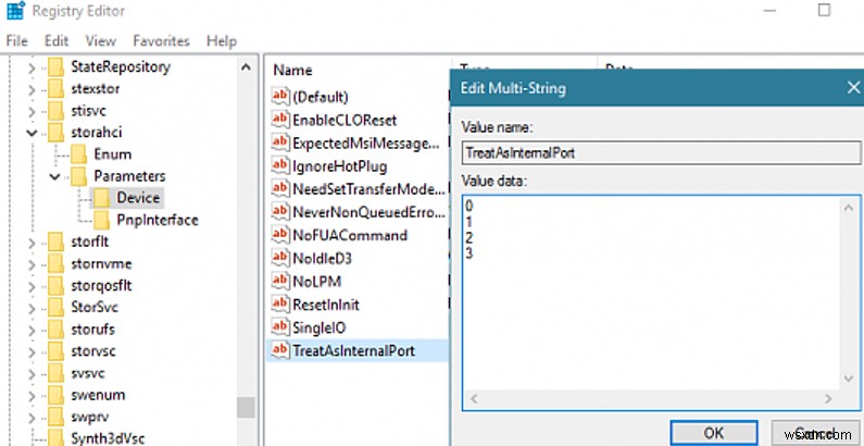 ไดรฟ์ SSD/SATA ภายในแสดงเป็นแบบถอดได้ใน Windows