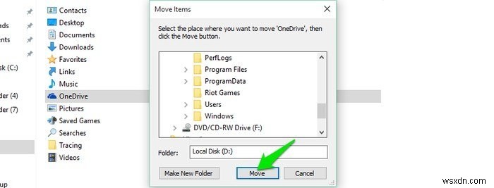 วิธีการย้ายโฟลเดอร์ OneDrive ใน Windows 10