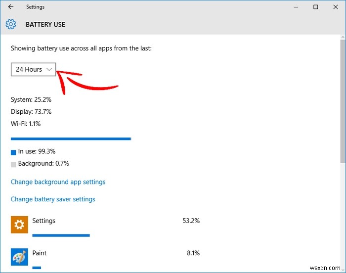 ค้นหาการใช้งานแบตเตอรี่ของแอปใน Windows 10