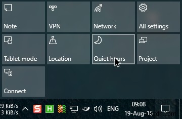 วิธีตั้งค่าและกำหนดค่าชั่วโมงที่เงียบใน Windows 10