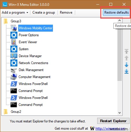 วิธีแสดงตัวเลือกแผงควบคุมในเมนู  Win + X  ของ Windows 10