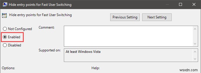 วิธีปิดใช้งานการสลับผู้ใช้อย่างรวดเร็วใน Windows 10