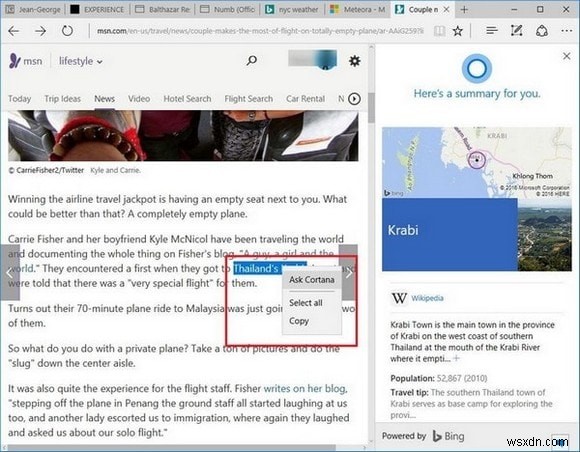 วิธีตั้งค่าและใช้งาน Cortana ใน Microsoft Edge Browser