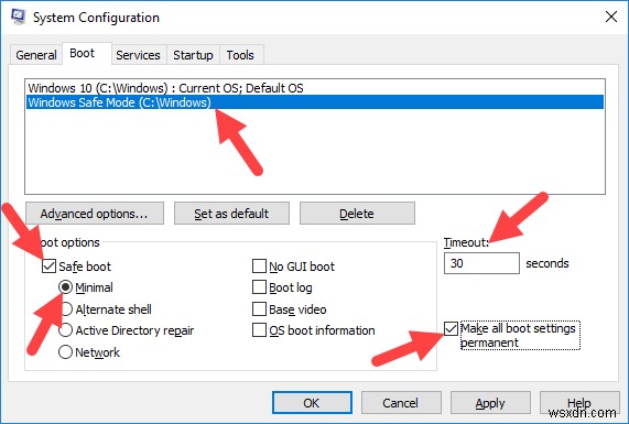 วิธีการเพิ่มตัวเลือกการบูตแบบปลอดภัยใน Windows 10