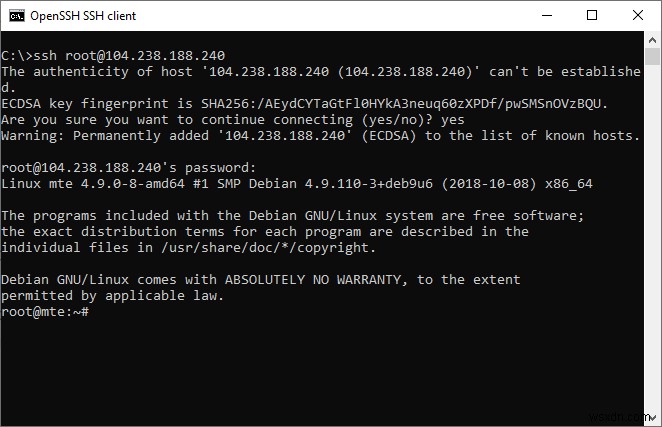 วิธีใช้ไคลเอนต์ OpenSSH ของ Windows 10 แทน PuTTY