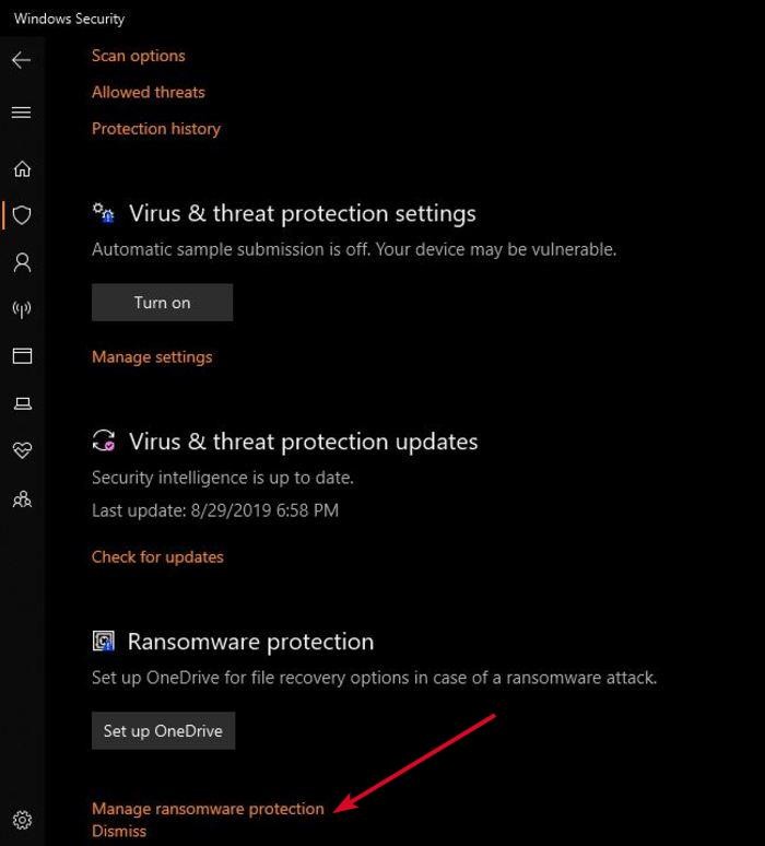 วิธีเปิดใช้งานการป้องกันแรนซัมแวร์ใน Windows Defender