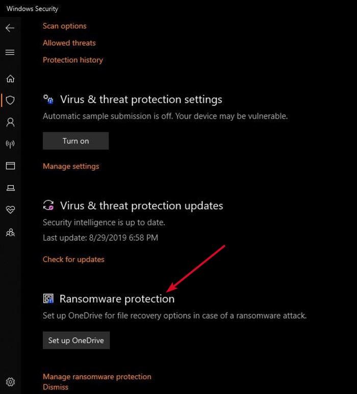 วิธีเปิดใช้งานการป้องกันแรนซัมแวร์ใน Windows Defender