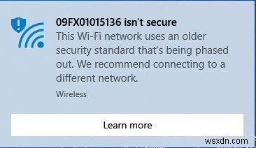 วิธีแก้ไขข้อความ  เครือข่าย Wi-Fi ของคุณไม่ปลอดภัย  บน Windows