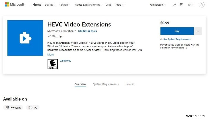 วิธีการเล่นไฟล์วิดีโอ HEVC บน Windows 10 ฟรี