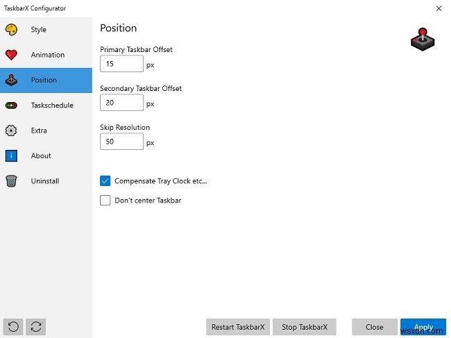 การปรับแต่งทาสก์บาร์ของ Windows 10 ด้วย TaskbarX