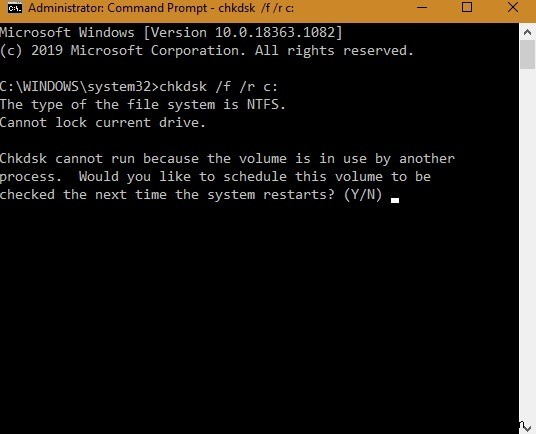 วิธียกเลิกการดำเนินการ Chkdsk ตามกำหนดการใน Windows 10