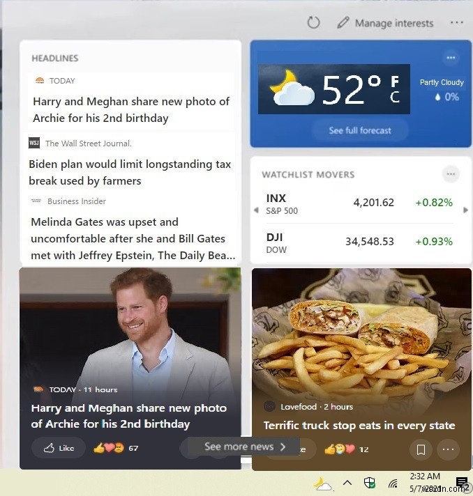 วิธีตั้งค่าวิดเจ็ตข่าวสารและความสนใจของแถบงาน Windows 10