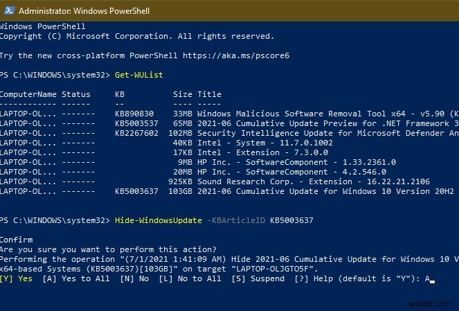 วิธีซ่อนการอัปเดตโดยใช้ PowerShell ใน Windows 10