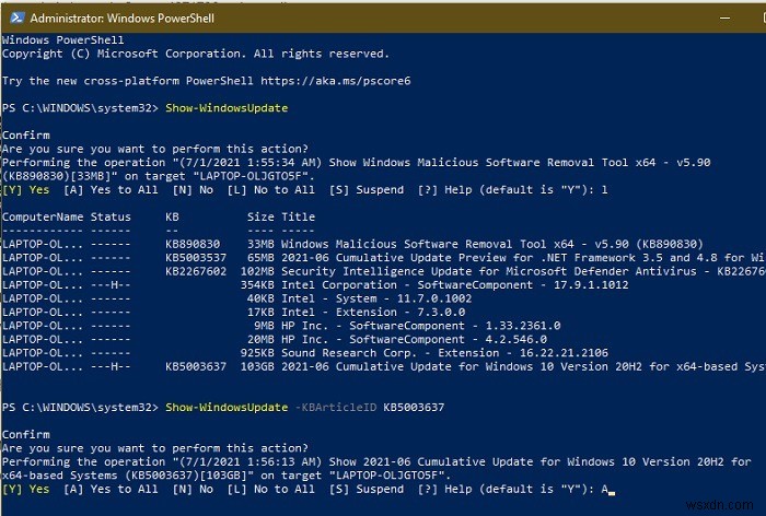 วิธีซ่อนการอัปเดตโดยใช้ PowerShell ใน Windows 10