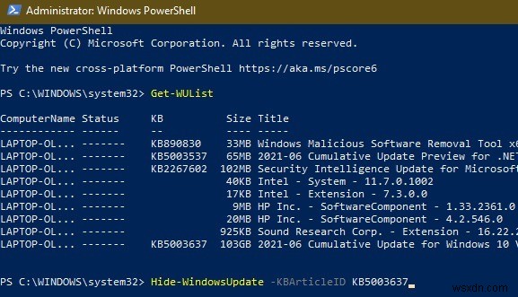 วิธีซ่อนการอัปเดตโดยใช้ PowerShell ใน Windows 10