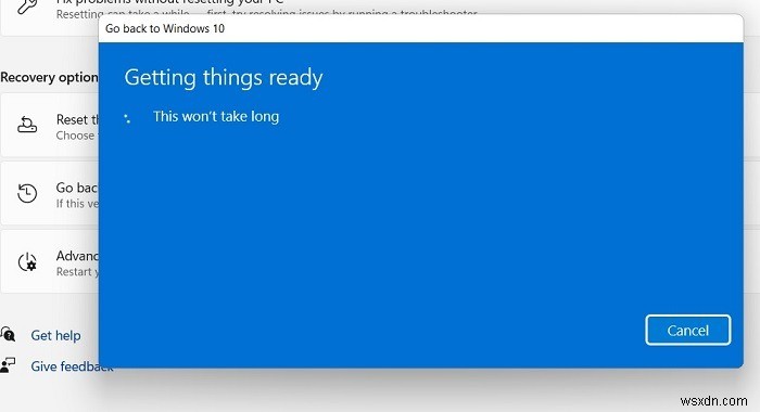 วิธีการดาวน์เกรดจาก Windows 11 เป็น Windows 10