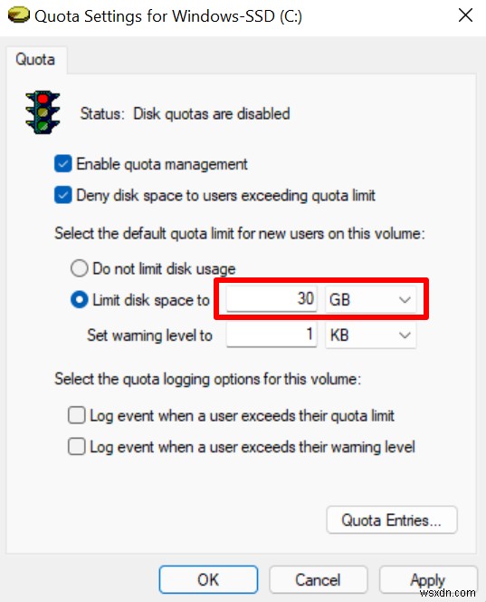 วิธีตั้งค่าโควต้าดิสก์สำหรับผู้ใช้ใน Windows 11