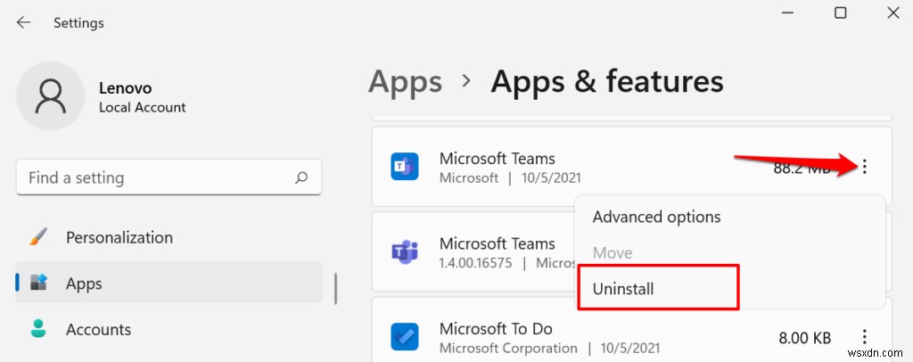 วิธีถอนการติดตั้งแอปใน Windows 11