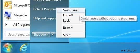 ผู้ใช้สวิตช์ Windows 7 ถูกปิดใช้งานหรือเป็นสีเทา 