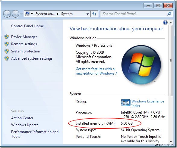 แก้ไขจำนวนหน่วยความจำสูงสุดที่ใช้งานได้โดย Windows 7 64-bit 