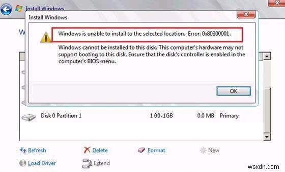 แก้ไข “Windows ไม่สามารถติดตั้งไปยังตำแหน่งที่เลือก” ใน Windows 7 หรือ Vista 